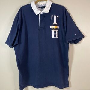 Tommy Hilfiger Mens XL Short Sleeve Rugby Patch Logo Preppy Y2K Sporty Old Money